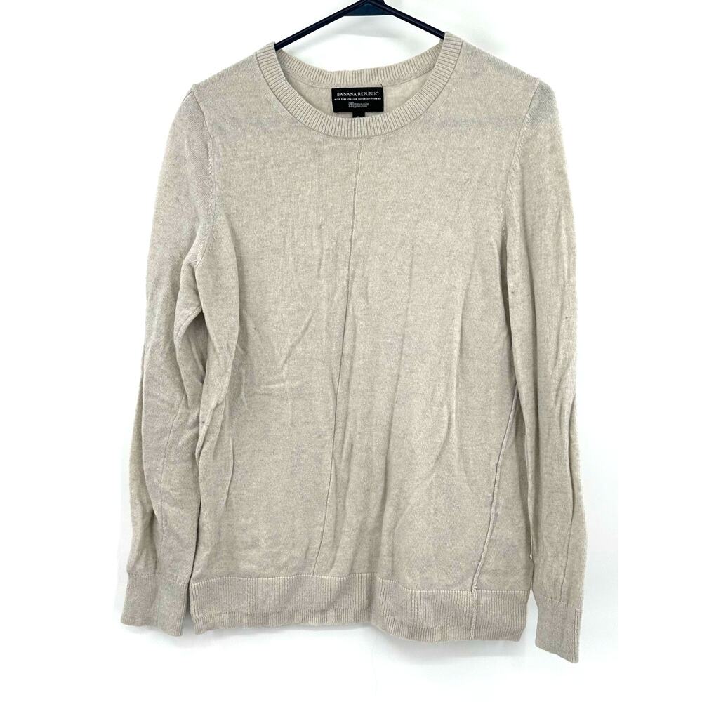 Banana Republic Size Large Filpucci Italian Yarn Crew Neck Sweater Wool Cashmere